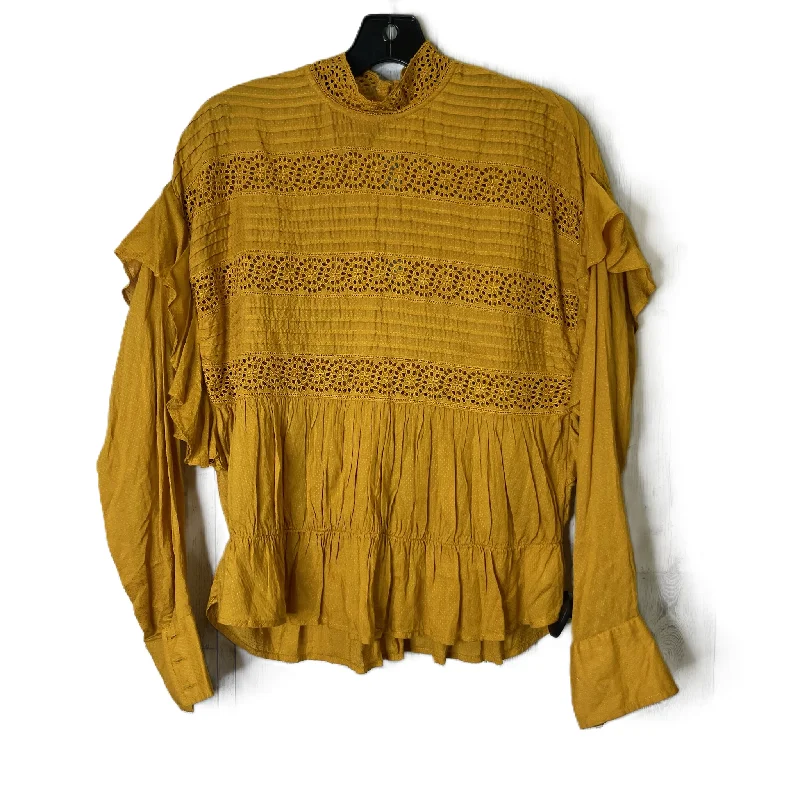 women's tops with cold-shoulder cutsTop Long Sleeve By Free People In Yellow, Size: Xs