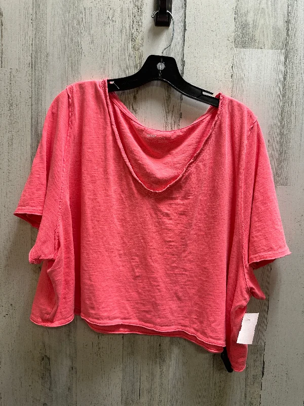 women's tops with sleeveless designsOrange Top Short Sleeve Aerie, Size 2x