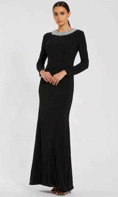 Ribbon DressIeena Duggal 49951 - High Neckline Long Sleeve Evening Gown