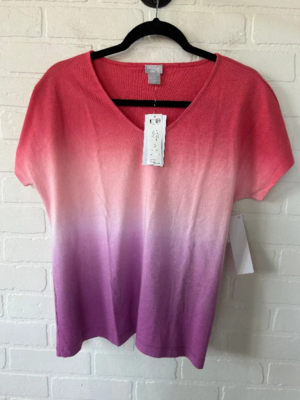 women's tops for those who love to shop for unique findsPink & Purple Top Short Sleeve Chicos, Size S