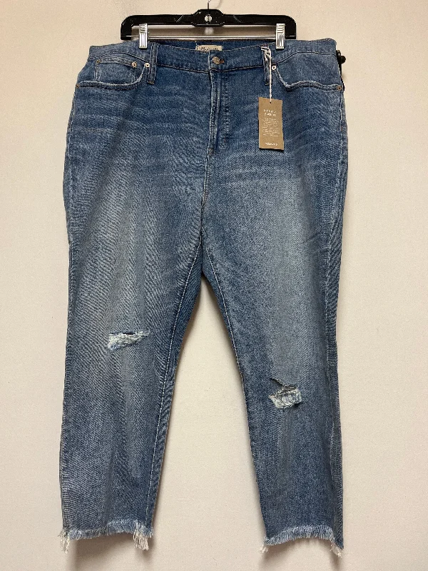 women's denim jeans with distressed thighsBlue Denim Jeans Boyfriend Madewell, Size 20