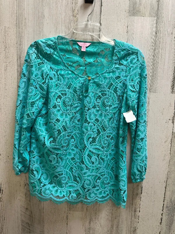 women's tops for those who believe in expressing their individuality through fashionGreen Top Short Sleeve Lilly Pulitzer, Size Xs