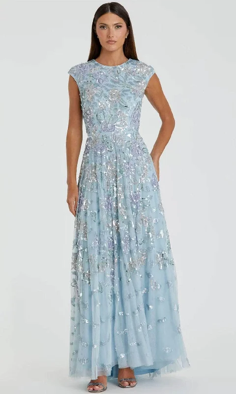 Solid Color DressMac Duggal 5647 - Sequined Jewel Neck Evening Gown