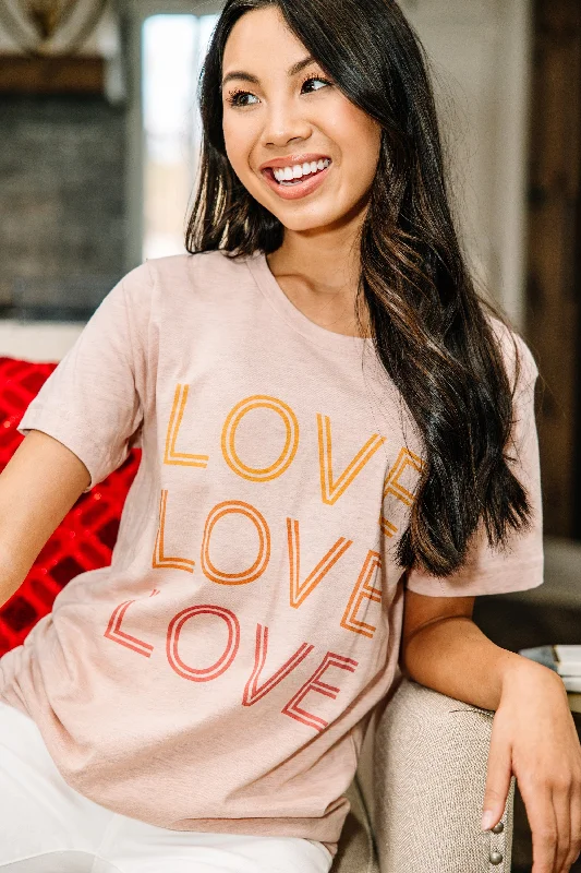 women's tops for those who want to invest in timeless piecesLove Love Love Heather Peach Graphic Tee