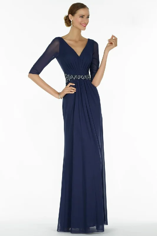 Lace DressAlyce Paris Fitted Embellished Waist Evening Dress - 1 Pc Navy in Size 12 Available