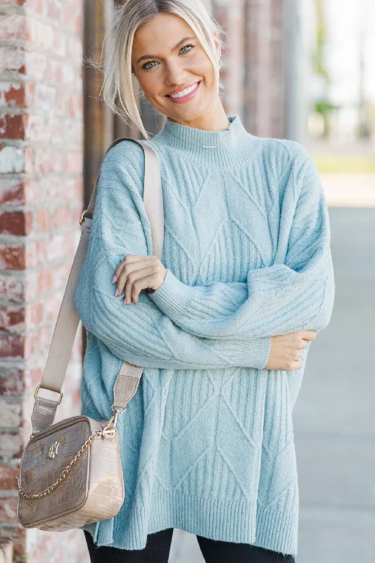 women's tops for black-tie affairsWalk The Walk Light Blue Sweater