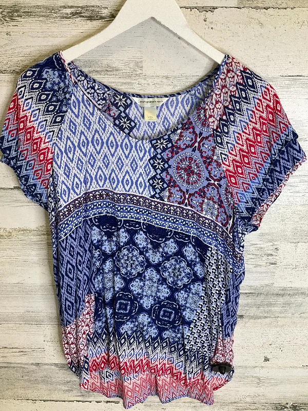 women's tops for those who want to add a bit of flair and personality to their looksMulti-colored Top Short Sleeve Christopher And Banks, Size L