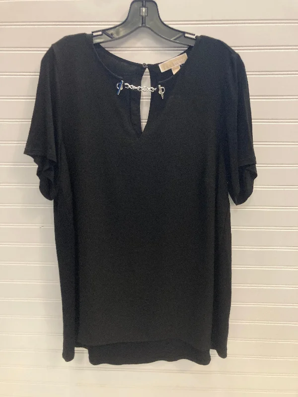 women's tops for those who want to stay updated with the latest fashion trendsBlack Top Short Sleeve Michael By Michael Kors, Size Xl