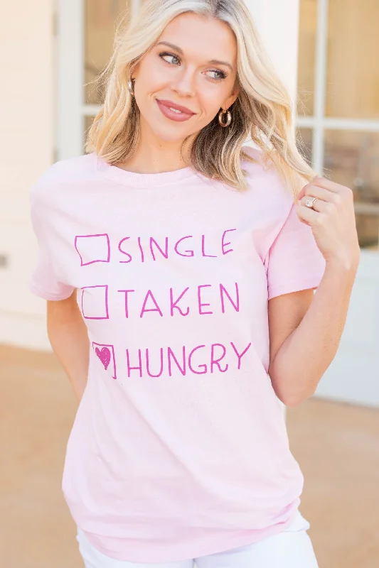 women's tops for date nightsJust Hungry Light Pink Graphic Tee