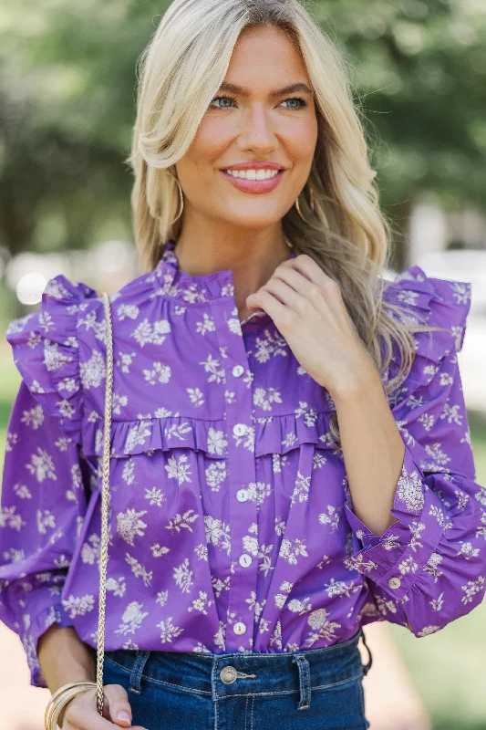 women's tops with sleeveless designsPinch: Found Me Purple Floral Blouse