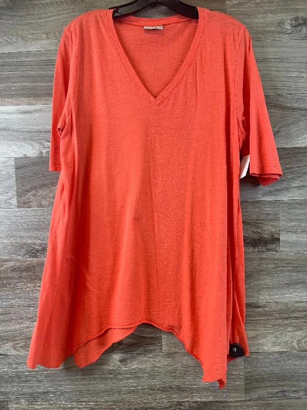 women's tops for gala dinnersOrange Tunic Short Sleeve Clothes Mentor, Size M