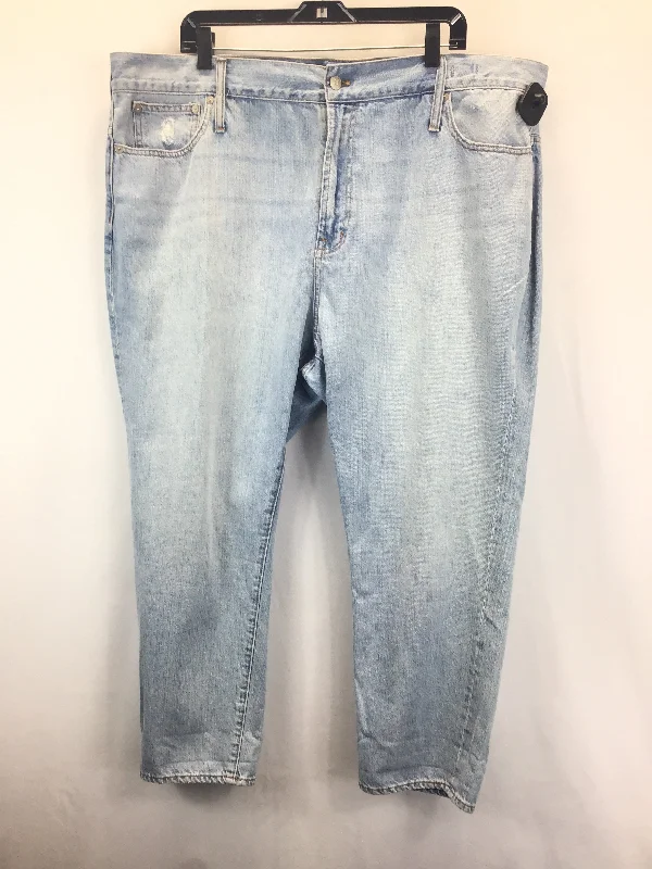 women's denim jeans with distressed thighsBlue Denim Jeans Wide Leg Madewell, Size 3x