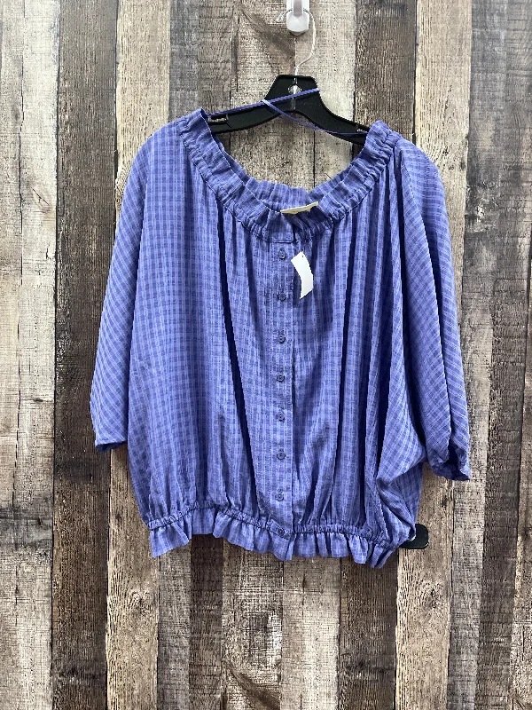 satin women's topsPurple Top Short Sleeve Anthropologie, Size M