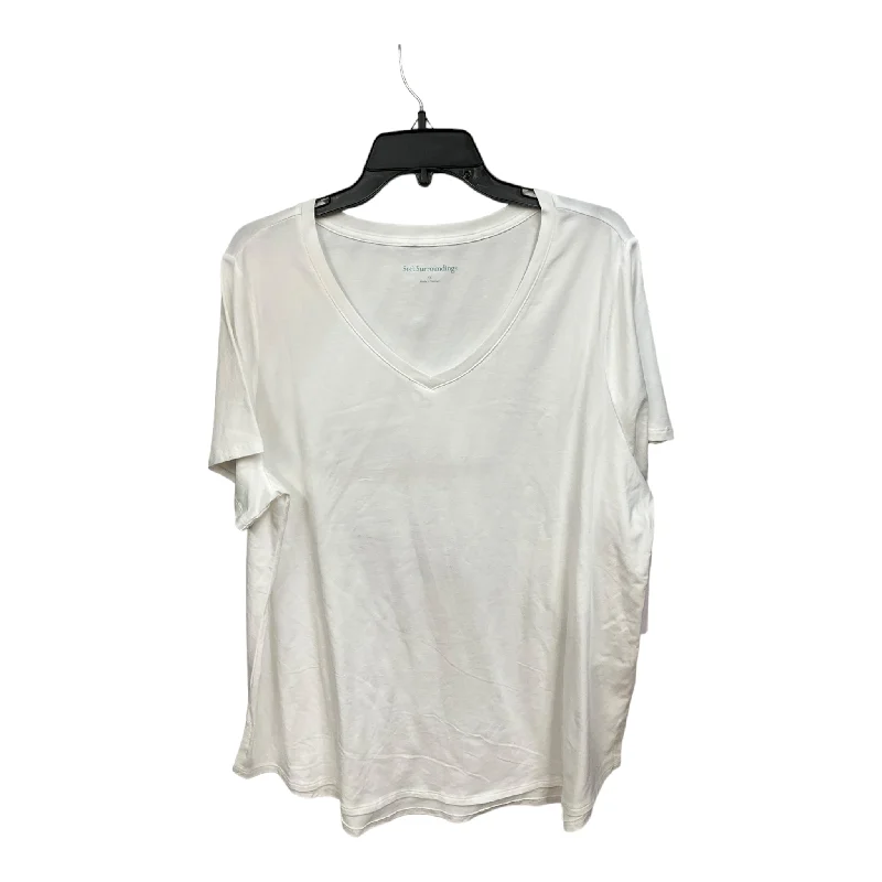 women's tops for fashion-conscious professionalsWhite Top Short Sleeve Basic Soft Surroundings, Size 1x