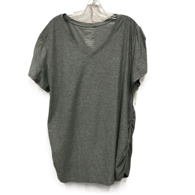 women's tops with spaghetti straps and deep V-necksGrey Top Short Sleeve By Time And Tru, Size: 1x