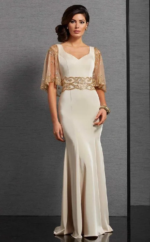 Wrap DressClarisse - Fitted Capelet Evening Gown 6302 - 1 pc Champagne in Size 22 Available