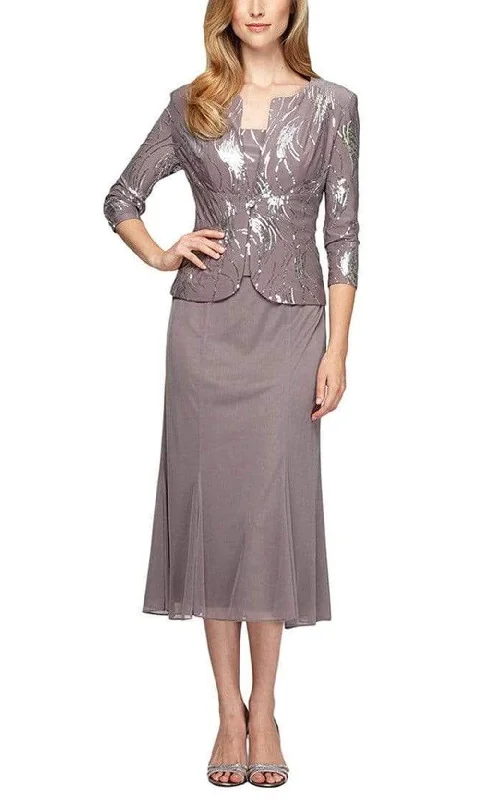 Silk DressAlex Evenings - 196267SC Two Piece Suit and Skirt Sequined Attire