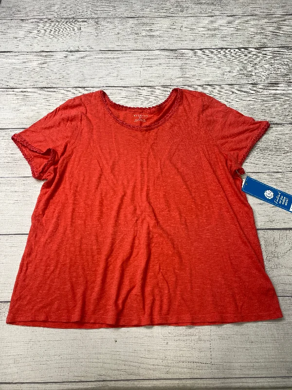 women's tops with flutter sleevesRed Top Short Sleeve Talbots, Size 2x