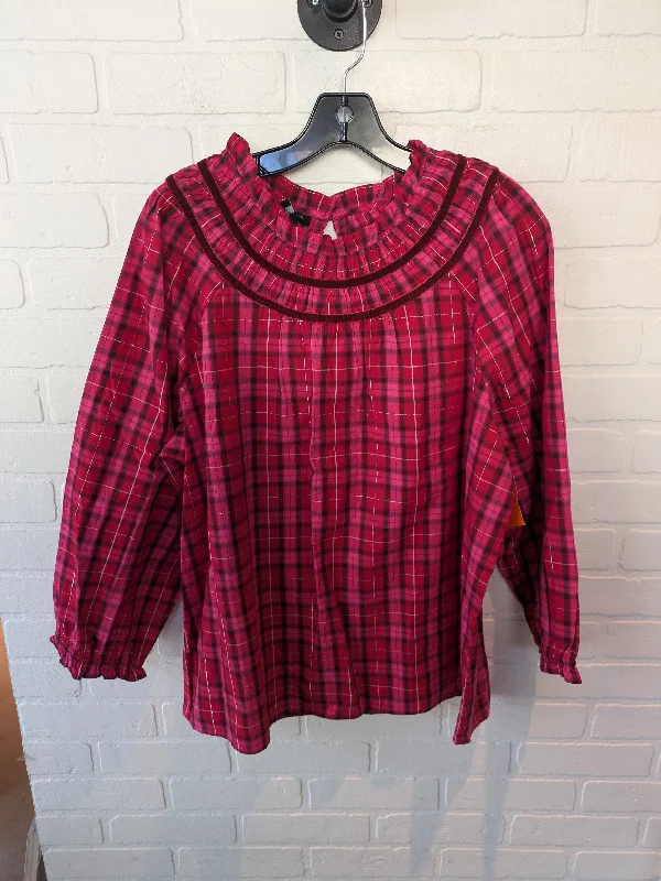 women's tops for evening soireesTop Long Sleeve By Talbots In Pink & Red, Size: Xl