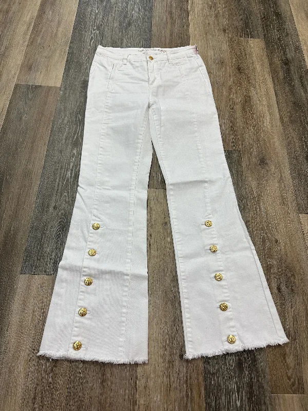 women's denim jeans with adjustable waistbandsWhite Denim Jeans Boot Cut Soft Surroundings, Size 4