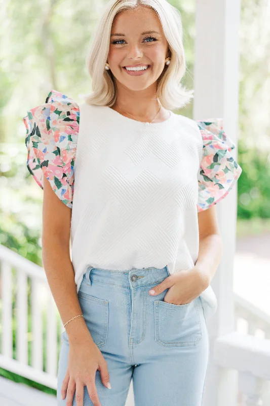 women's tops for those who believe in expressing their individuality through fashionOn The Run White Floral Blouse