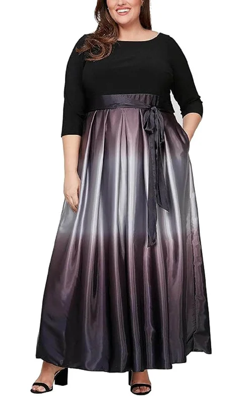 women's affordable dressesSLNY 9451111 - Quarter Sleeve A-Line Evening Dress