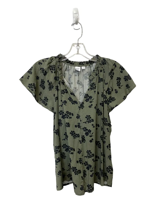 women's tops with ruffled hemsGreen Top Short Sleeve Gap, Size M