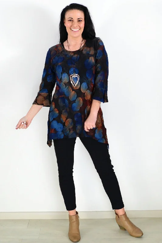 women's coats for those who believe in investing in quality fashionRust Black Patchwork Tunic Top