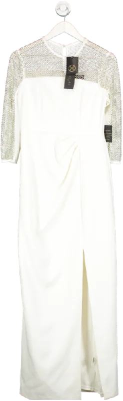 Flutter-Sleeve DressPhase Eight Ivory Belle Emb Maxi Dress UK Size 10