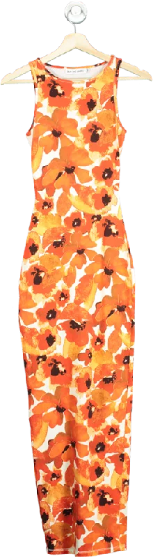 women's minimalist dressesSLA The Label Orange Floral Maxi Dress UK XXS