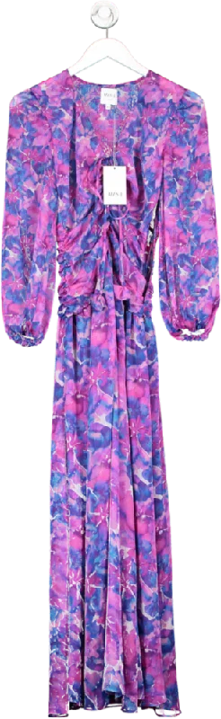 Peter Pan Collar DressMISA Los Angeles Purple Floral Maxi Dress UK XS