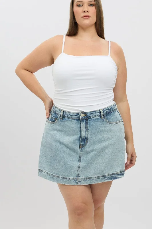 women's breathable shortsDenim Denim Skort Skirt High Rise