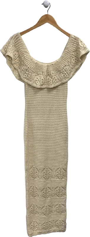 women's made-to-order dressesLipsy Neutral Bardot Crochet Maxi Dress UK 8