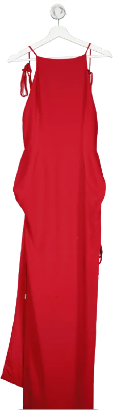 women's satin dressesMônot Crepe Cut-out Red Maxi Dress UK 8