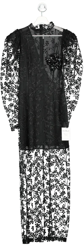 women's eco-friendly dressesRotate Birger Christensen Black Crystal Flower Maxi Dress UK 6