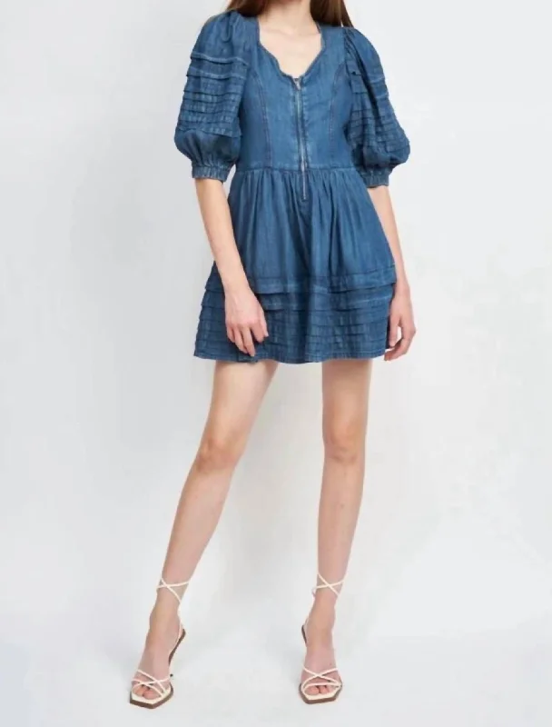 women's checkered dressesSere Mini Dress In Denim