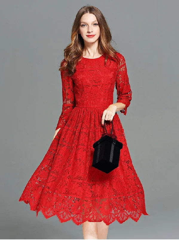 Tulle DressAll-Over Lace Midi Dress