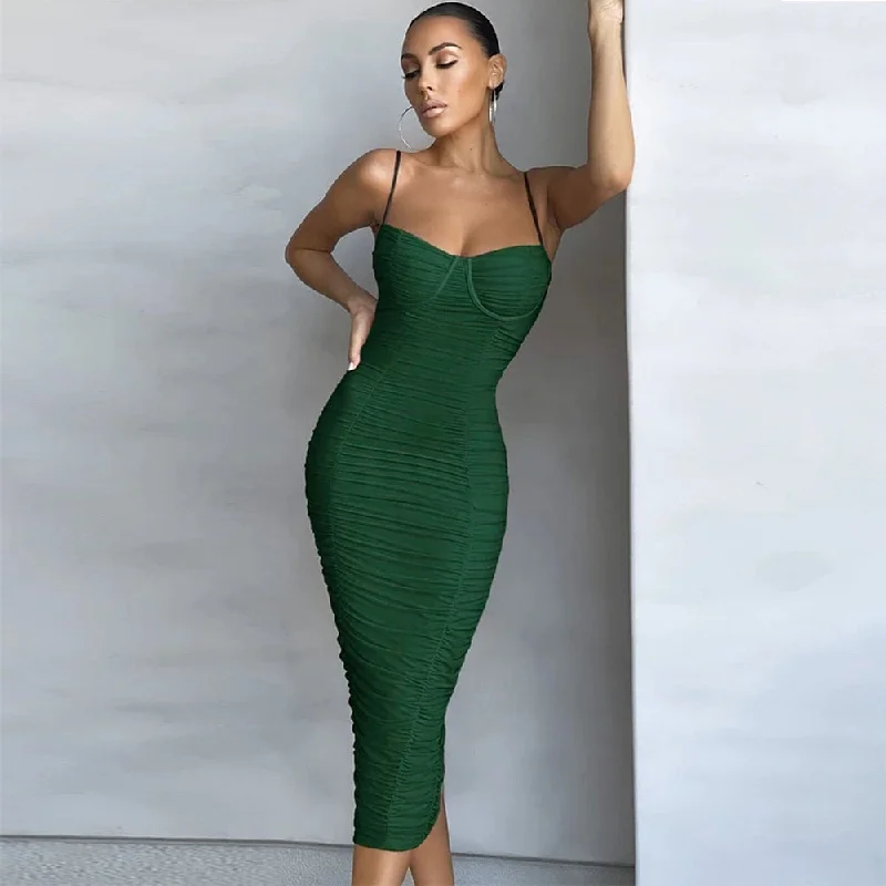 Bow-Tie DressJuliaFashion-Midi Bandage Bodycon Sexy Party Dress