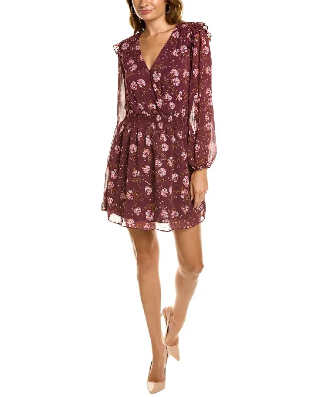 Velvet DressSocialite Puff Sleeve Surplice Mini Dress