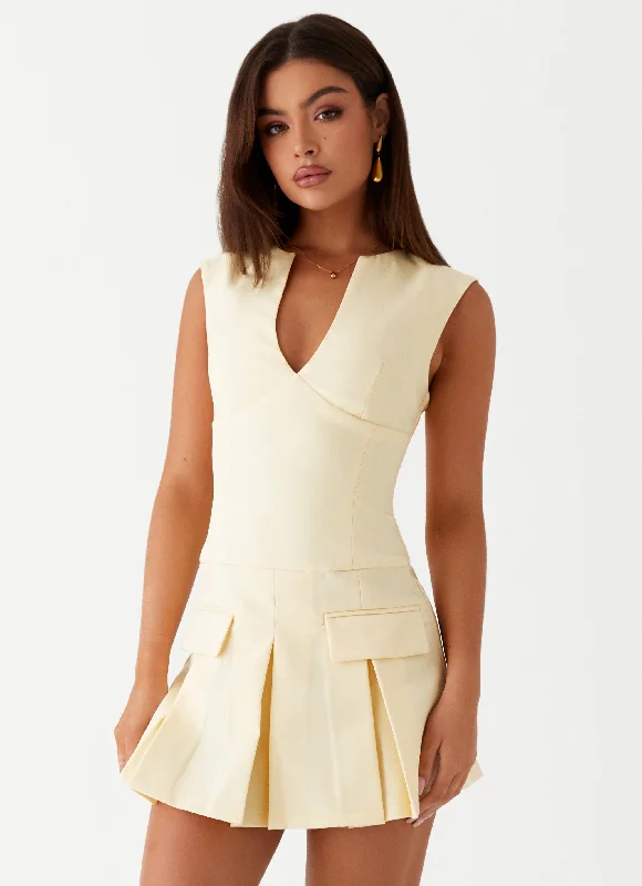 Peplum Hem DressCassia Mini Dress - Yellow