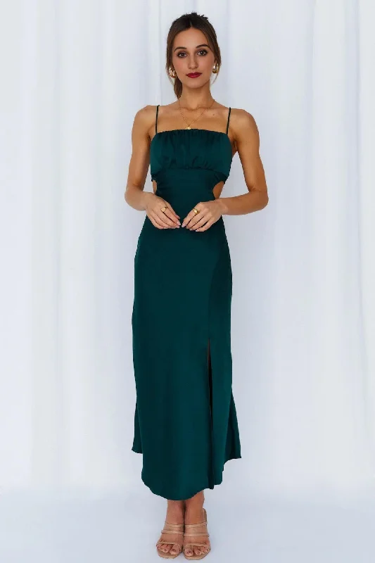 women's velvet dressesDaytime Affair Midi Dress Forest Green