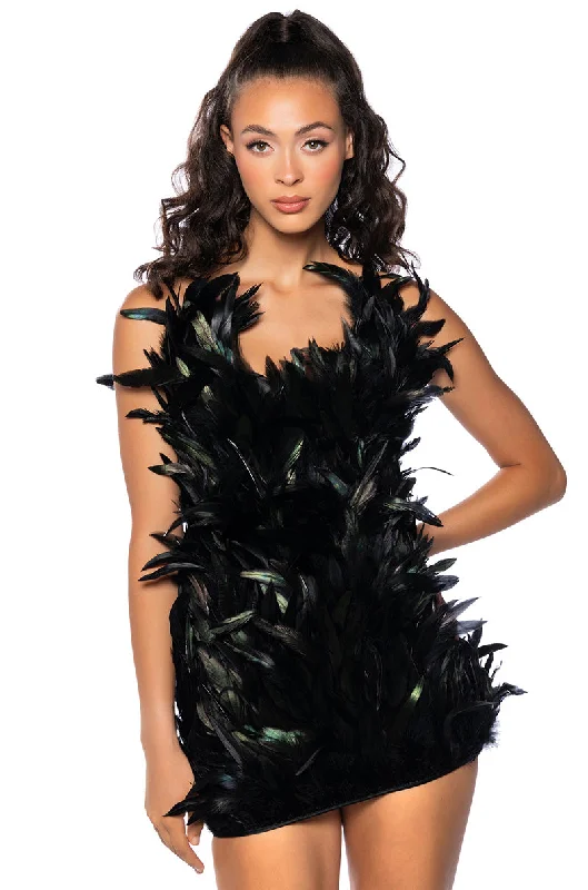 women's mini dressesRAVEN FEATHER MINI DRESS