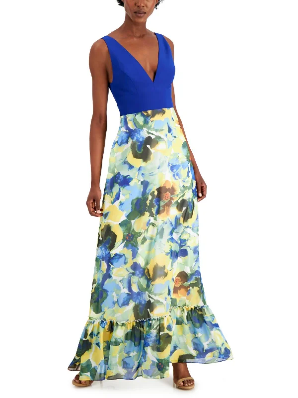 Petite DressWomens Floral Print Long Maxi Dress