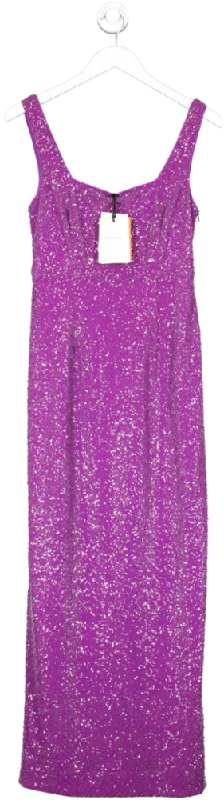 Empire DressLK Bennett Purple Winter Sequin Maxi Dress UK 10