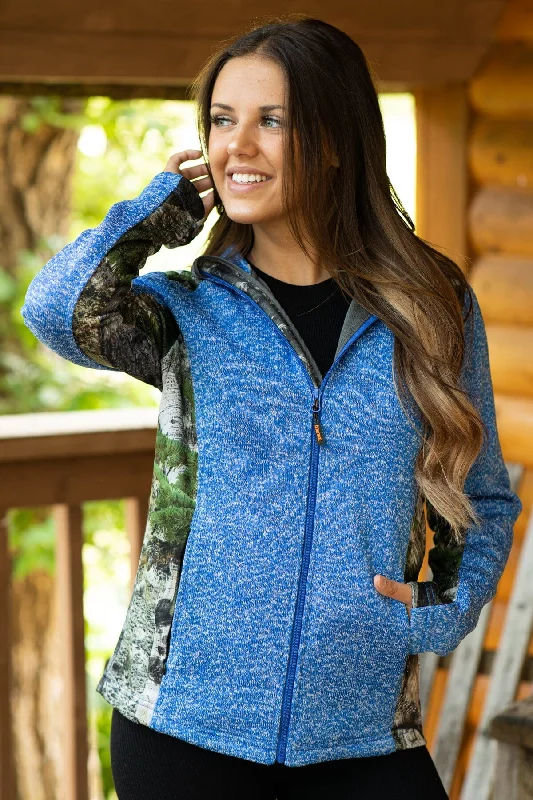 women's coats with sequin embellishmentsRoyal Full Zip Sweatshirt With Camo