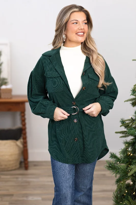 women's coats for city wearEmerald Green Belted Jacket