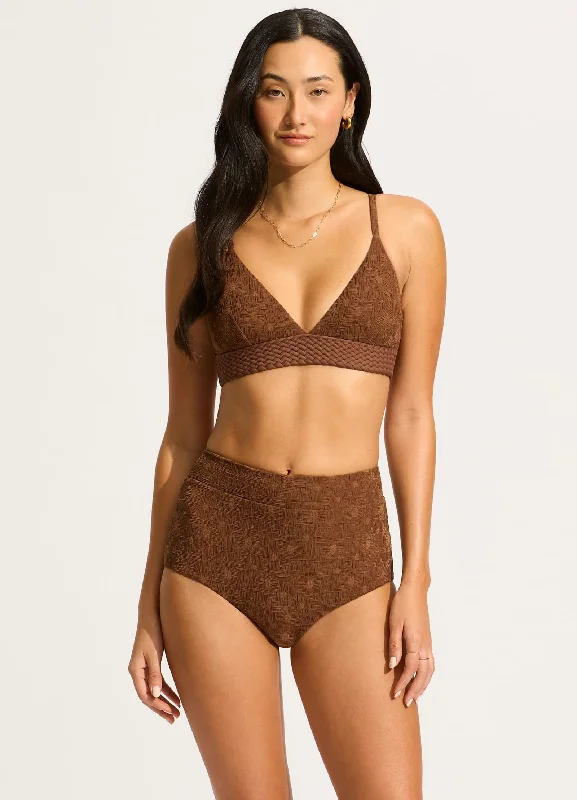 Laced-Up Female SwimwearMarloe High Waisted Bikini Bottom - Tiramisu