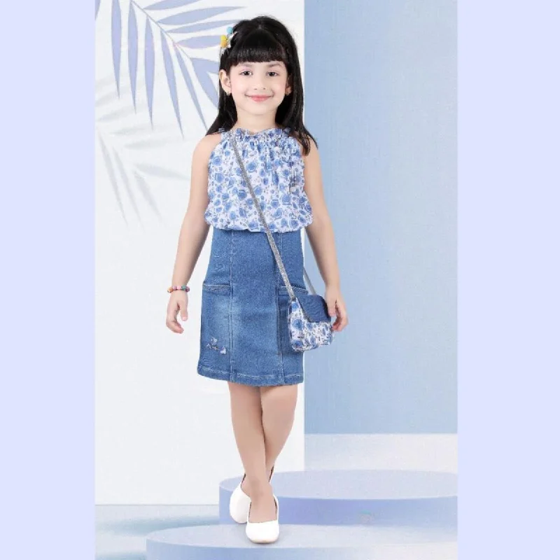 women's smart casual dressesFloral Printed Midi Dress for Girls