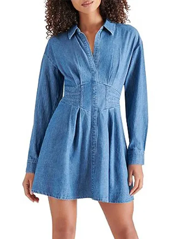 Tea-Length DressAria Mini Dress, Chambray Blue