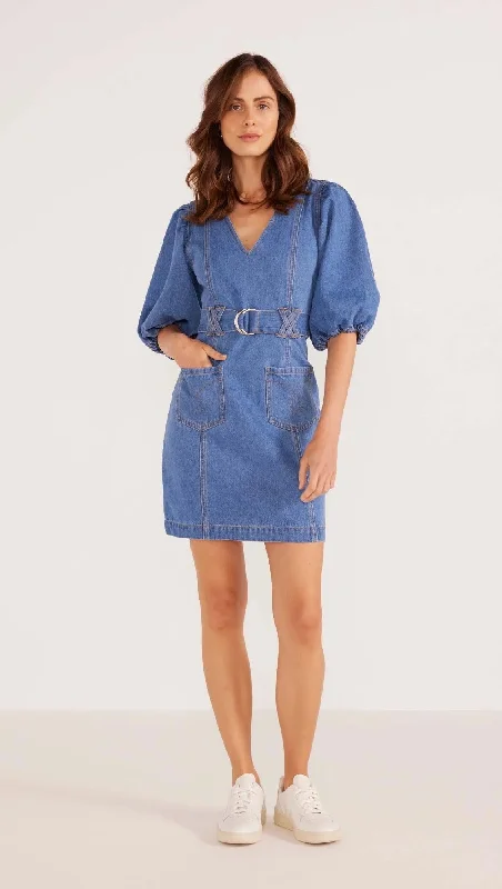 Halter DressMinkPink Peyton Denim Mini Dress